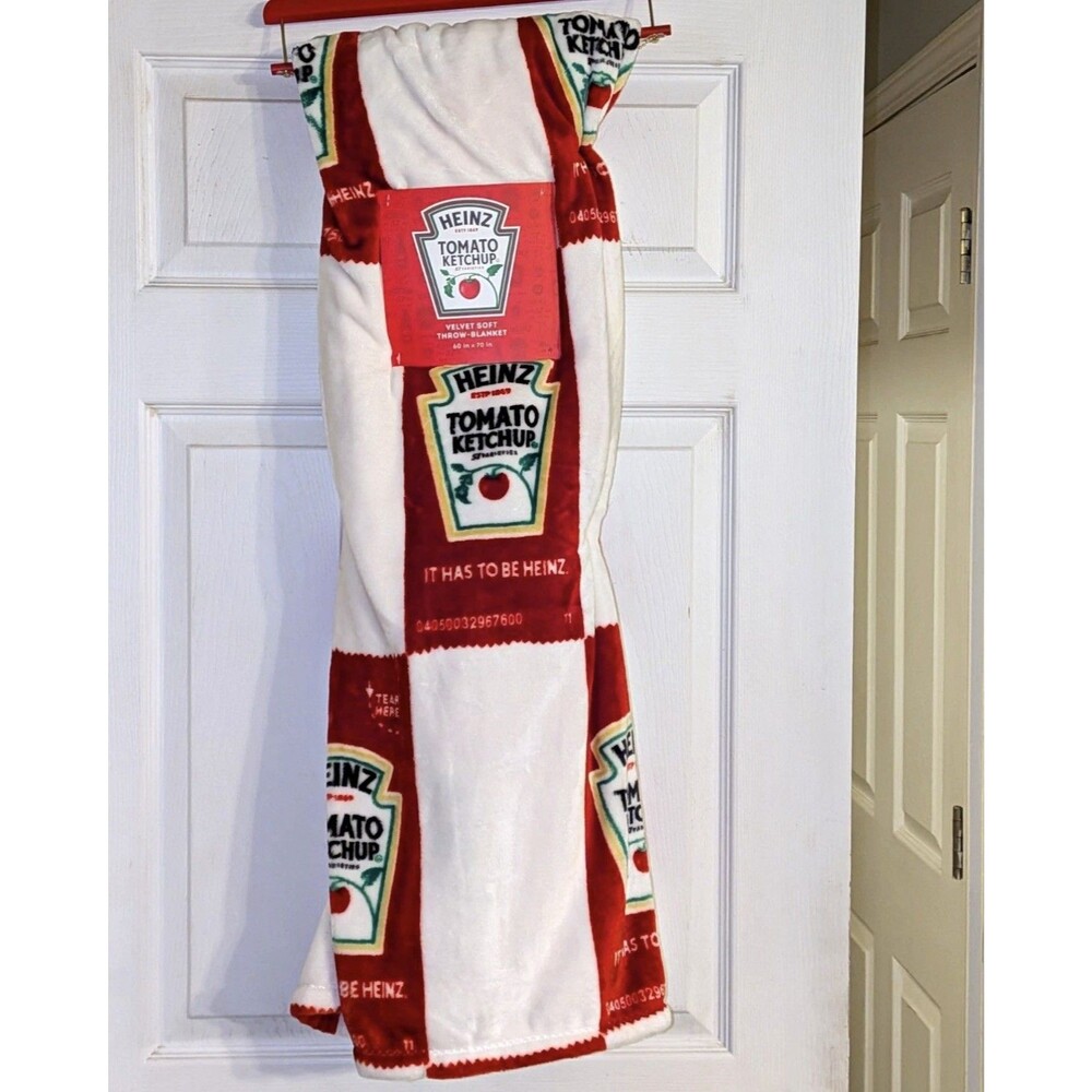 Heinz Tomato Ketchup Velvet Soft Throw Blanket Novelty Food 60x70 Red White